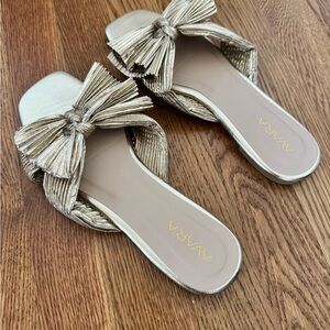 Avata Women's gold fringe Slide Sandals